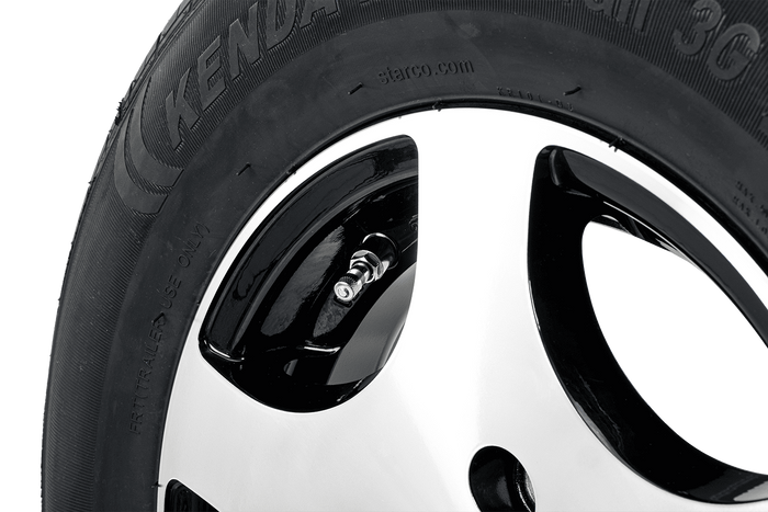 Vystužené koleso na príves PNEUMATIKY KENDA 165/80 R13C 96/94N ALU RÁFEK STARCO leštený 5Jx13"H2 4X100 ET:30