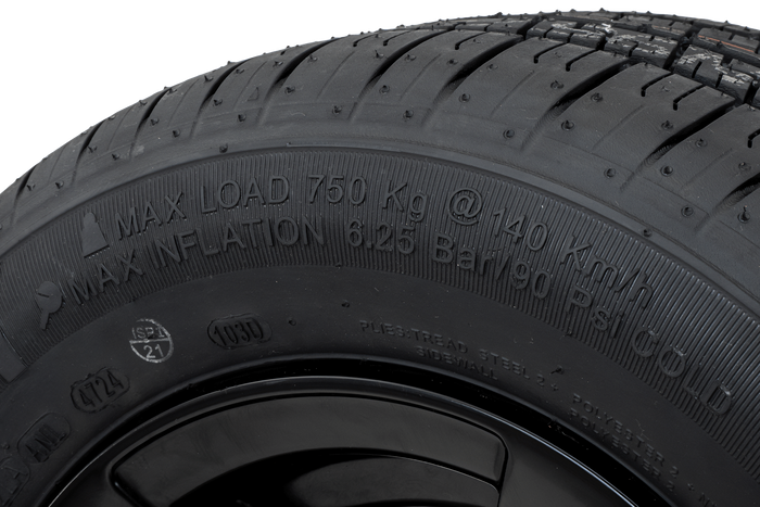 Vystužené koleso na príves KENDA TYRE 195/55 R10C 98/96N HLINÍKOVÝ DISK STARCO čierny 6Jx10"H2 5x112 ET:-4
