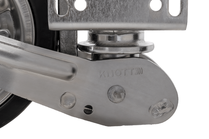 KNOTT ATK60 zosilnené oporné koleso s rukoväťou 350 kg 60 mm 785-1020 mm