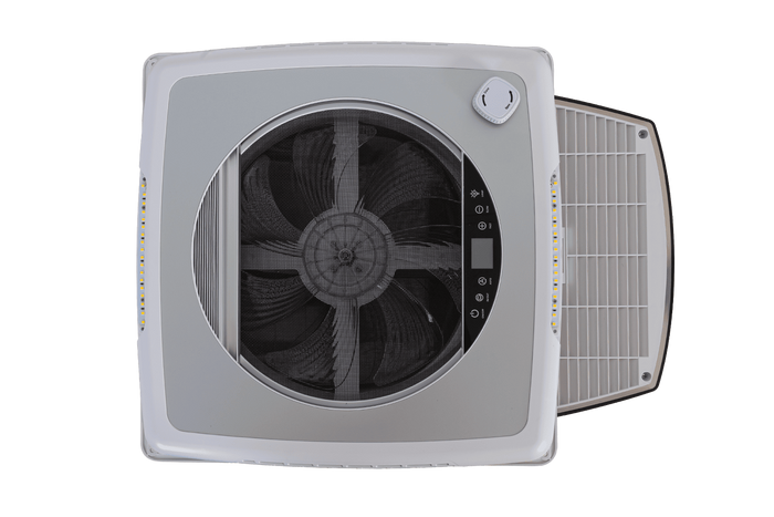 Automatický strešný ventilátor PUNDMANN PLUS FAN pre karavany s osvetlením, roleta 400×400 mm
