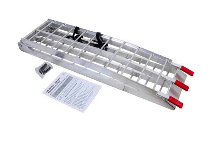 Skladacie hliníkové rampy UNITRAILER ALR002 pre prívesy 221 cm 680 kg s popruhom, sada 2 kusov