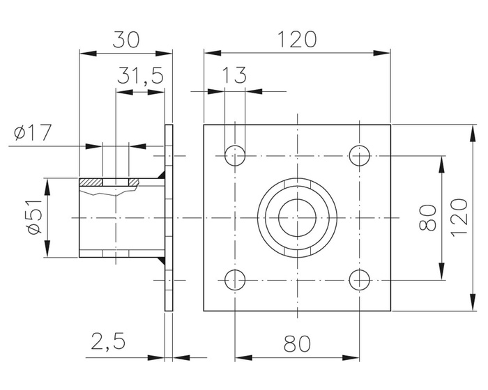 Adaptér pre výsuvnú podperu kľuky WINTERHOFF SF 60